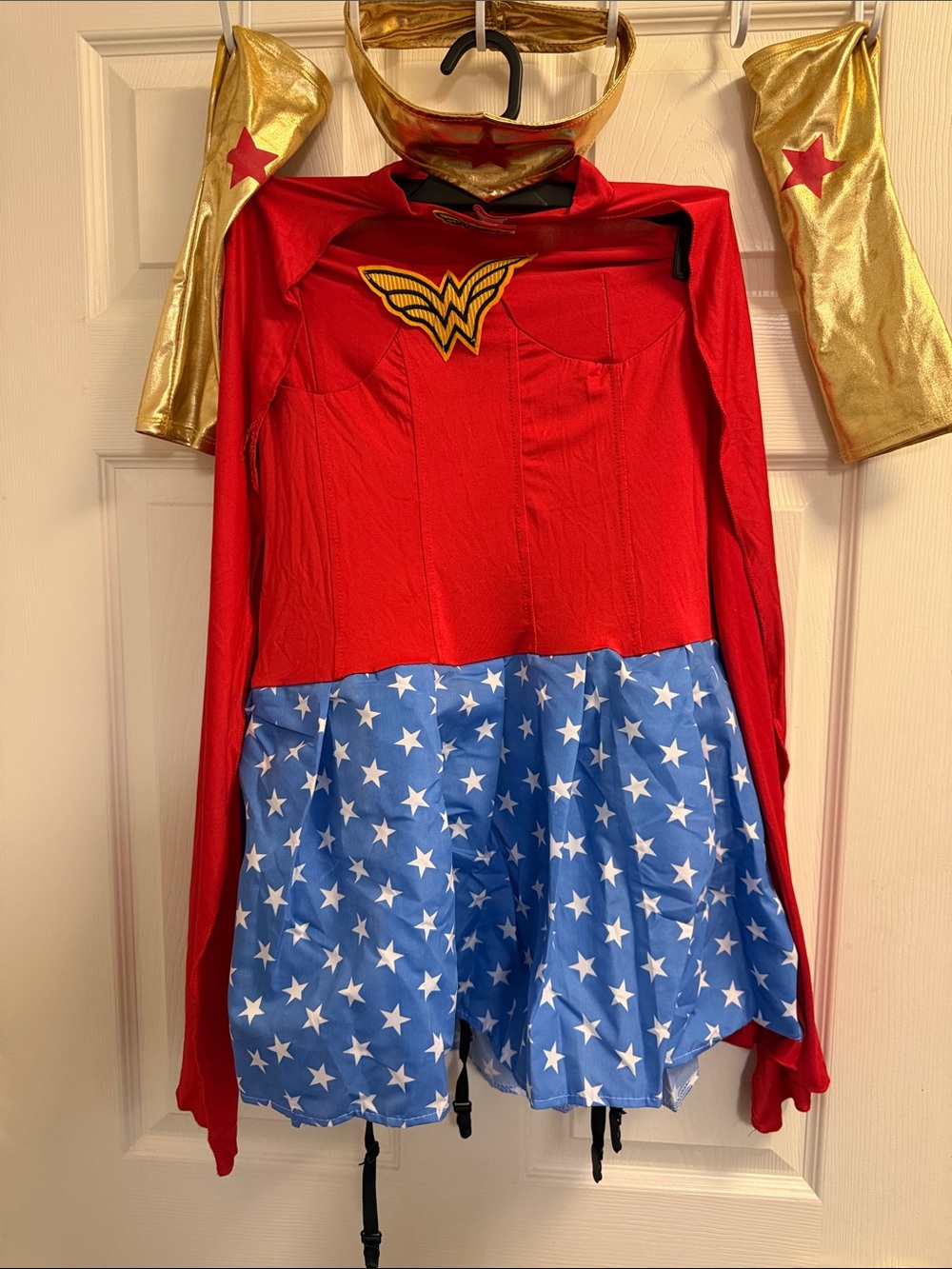 Women’s Wonder Costume Dress with Gold Accessories